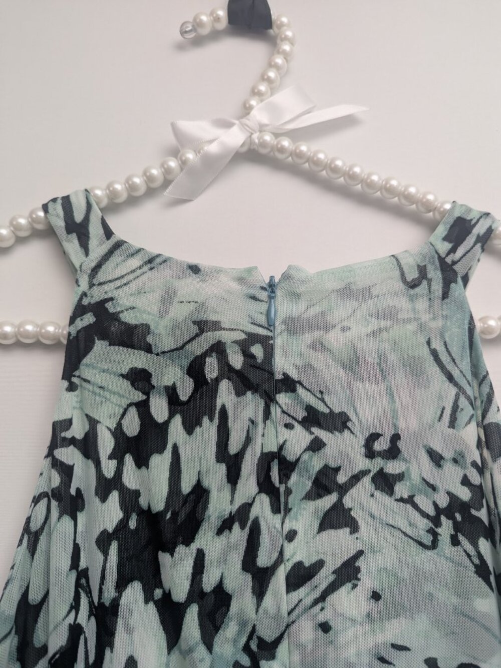 WHBM Butterflies Mesh Aquifer Black Butterfly Wing Maxi Halter Ruffles Dress - Picture 6 of 9